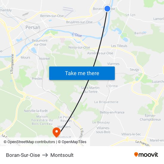 Boran-Sur-Oise to Montsoult map