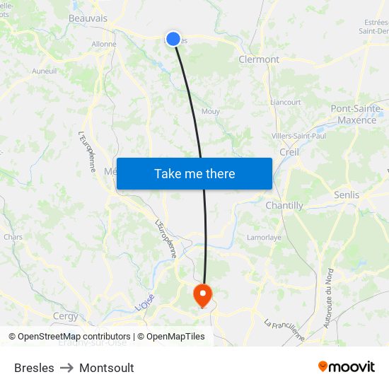 Bresles to Montsoult map