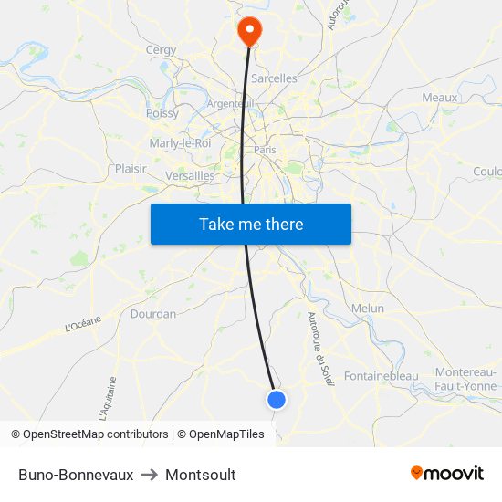 Buno-Bonnevaux to Montsoult map