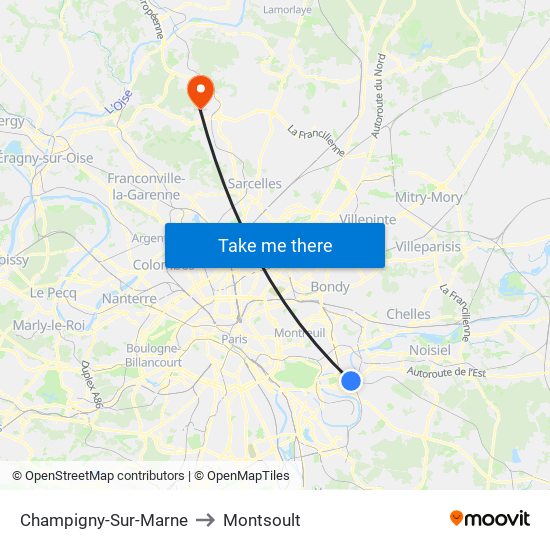 Champigny-Sur-Marne to Montsoult map