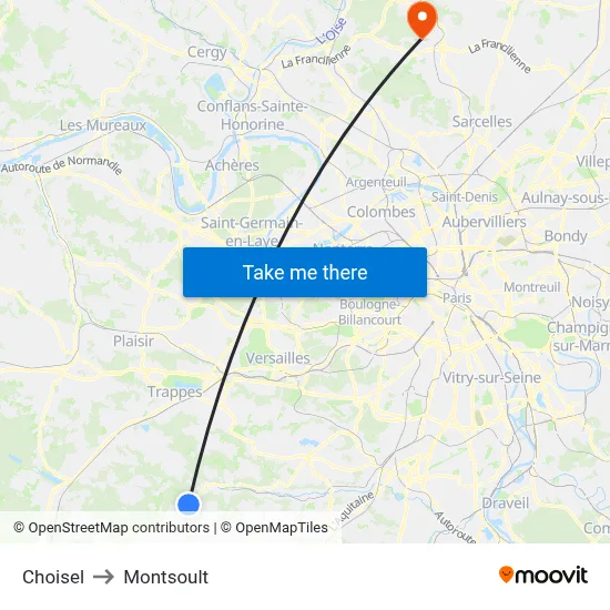 Choisel to Montsoult map