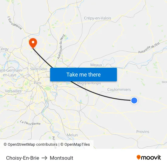 Choisy-En-Brie to Montsoult map
