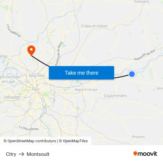 Citry to Montsoult map