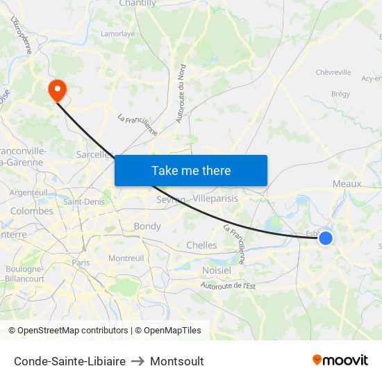 Conde-Sainte-Libiaire to Montsoult map