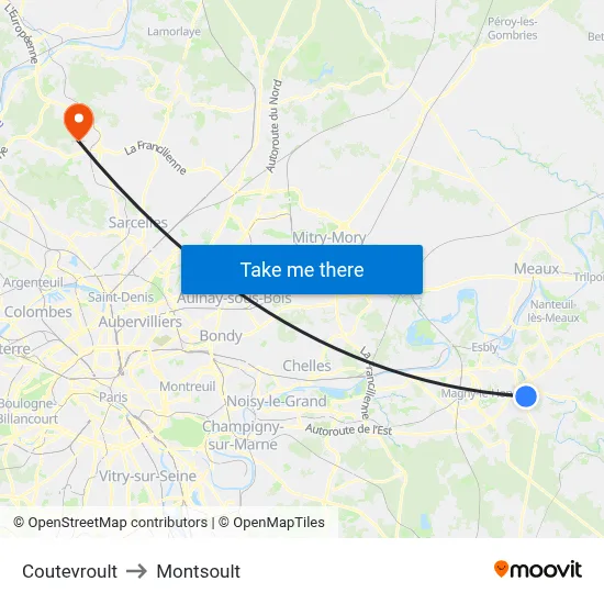 Coutevroult to Montsoult map