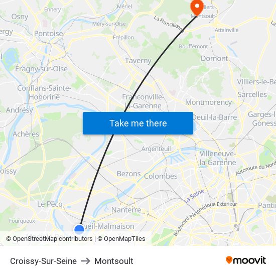 Croissy-Sur-Seine to Montsoult map