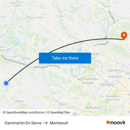 Dammartin-En-Serve to Montsoult map