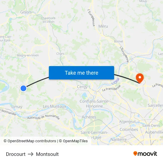 Drocourt to Montsoult map