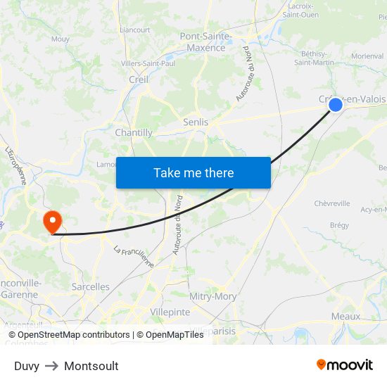 Duvy to Montsoult map