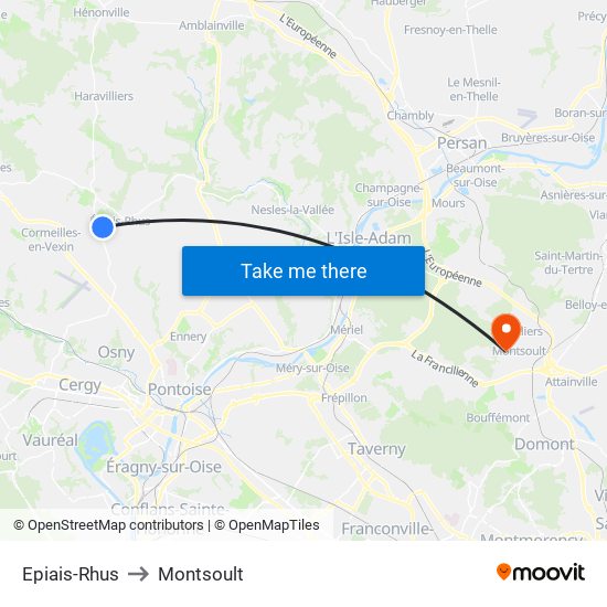 Epiais-Rhus to Montsoult map