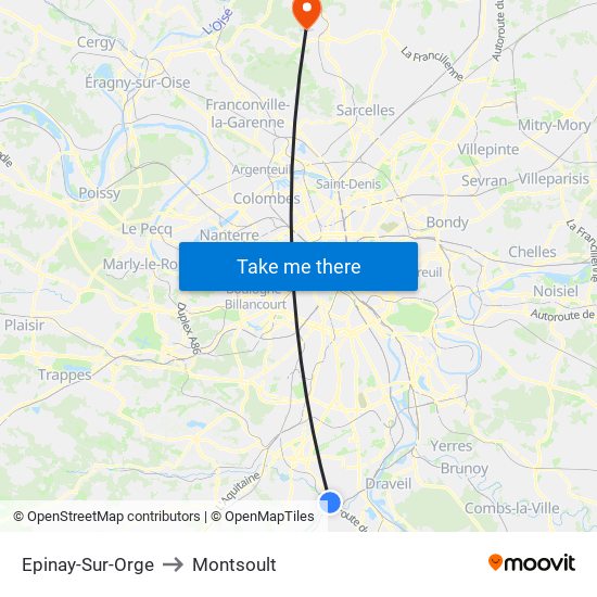 Epinay-Sur-Orge to Montsoult map