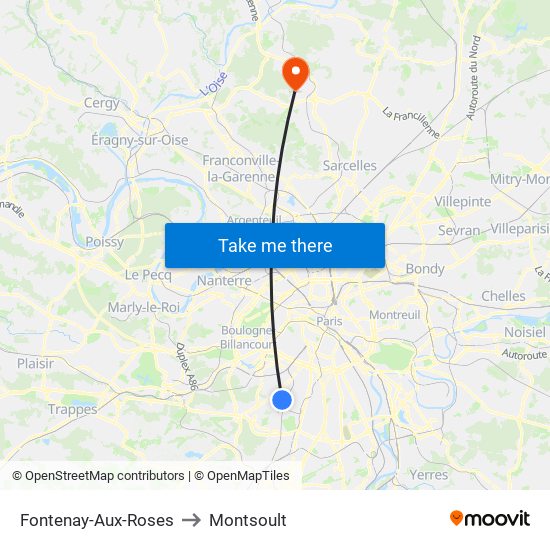 Fontenay-Aux-Roses to Montsoult map