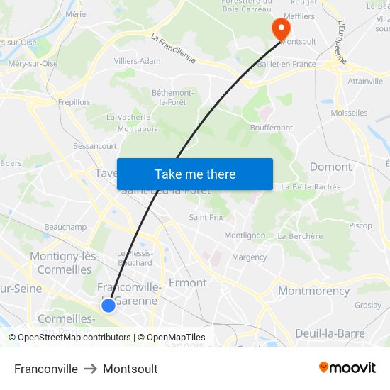 Franconville to Montsoult map