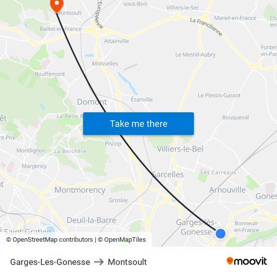 Garges-Les-Gonesse to Montsoult map