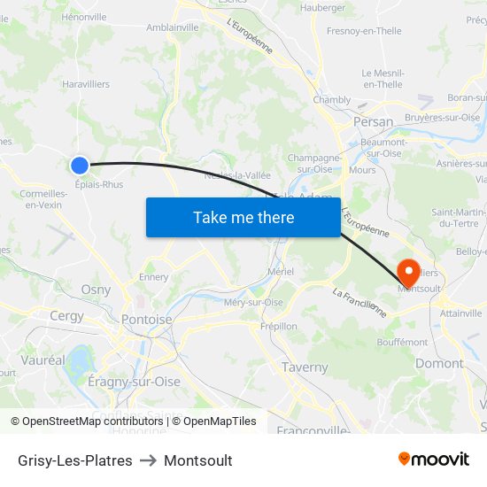 Grisy-Les-Platres to Montsoult map