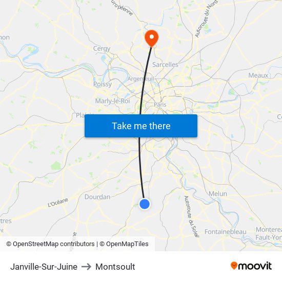 Janville-Sur-Juine to Montsoult map