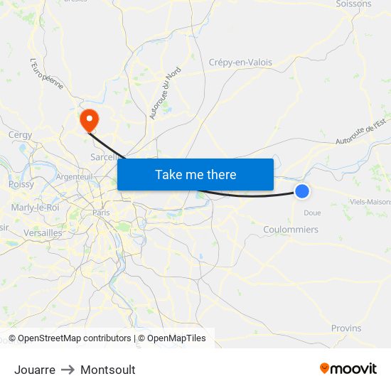 Jouarre to Montsoult map