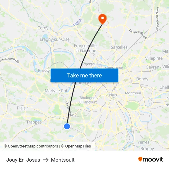 Jouy-En-Josas to Montsoult map