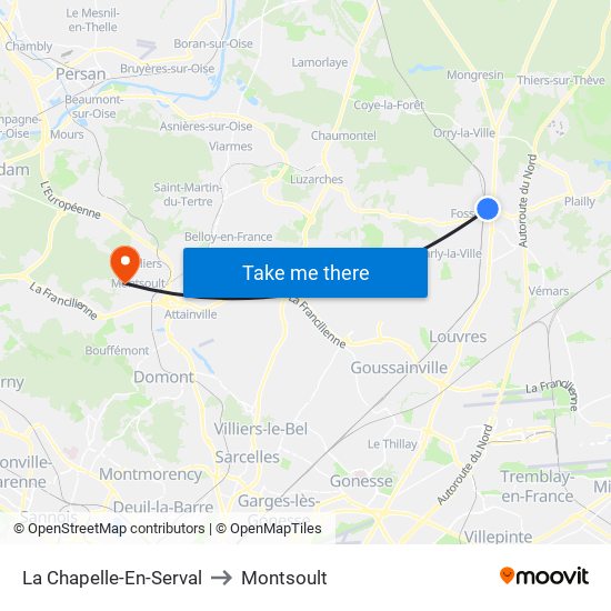 La Chapelle-En-Serval to Montsoult map