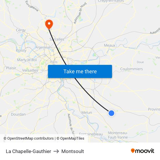 La Chapelle-Gauthier to Montsoult map