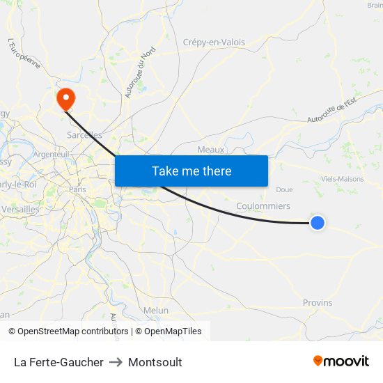 La Ferte-Gaucher to Montsoult map
