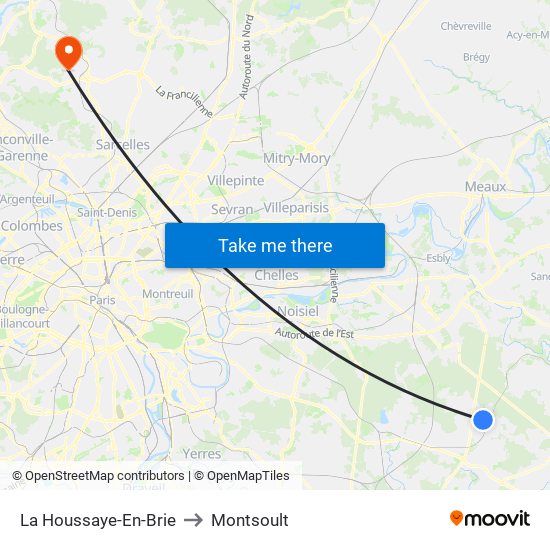 La Houssaye-En-Brie to Montsoult map