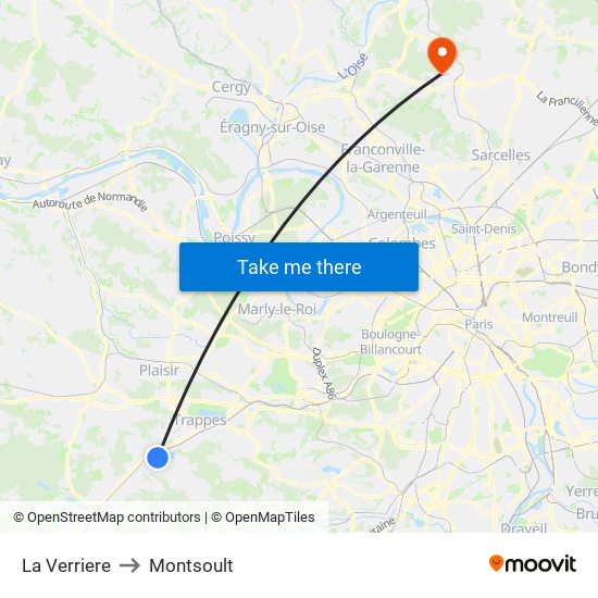 La Verriere to Montsoult map