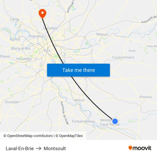 Laval-En-Brie to Montsoult map