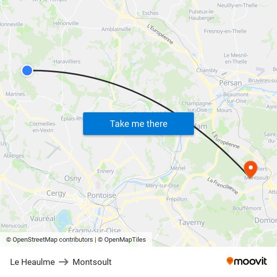 Le Heaulme to Montsoult map