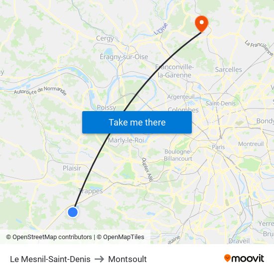 Le Mesnil-Saint-Denis to Montsoult map