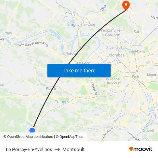 Le Perray-En-Yvelines to Montsoult map