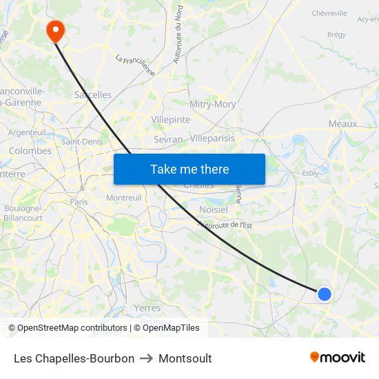 Les Chapelles-Bourbon to Montsoult map