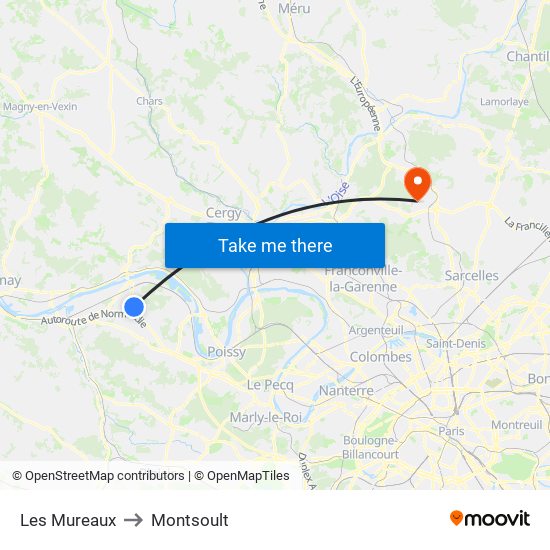 Les Mureaux to Montsoult map