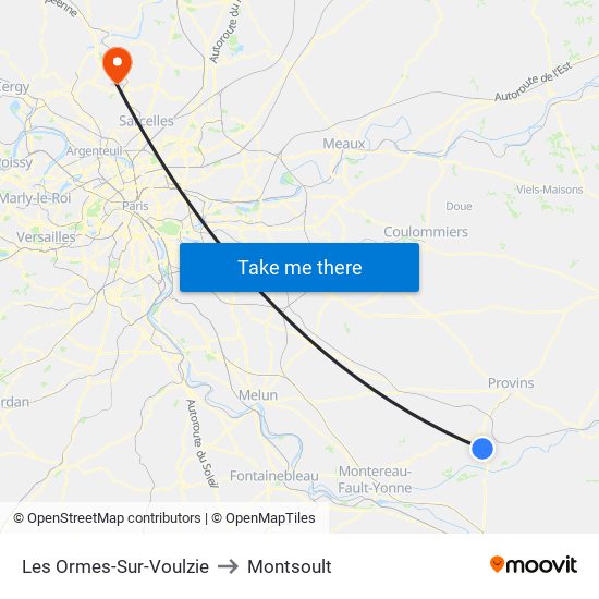Les Ormes-Sur-Voulzie to Montsoult map