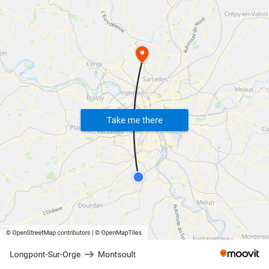 Longpont-Sur-Orge to Montsoult map