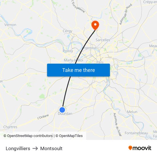 Longvilliers to Montsoult map