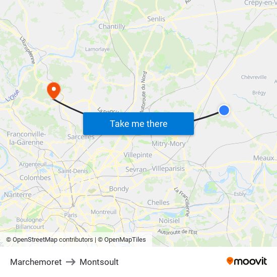 Marchemoret to Montsoult map