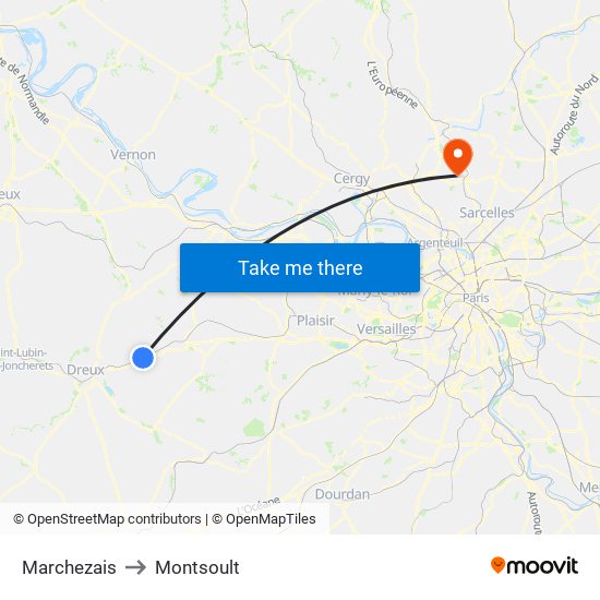 Marchezais to Montsoult map