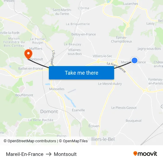 Mareil-En-France to Montsoult map