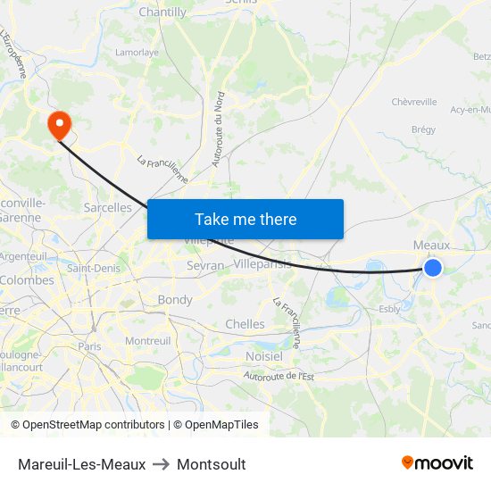 Mareuil-Les-Meaux to Montsoult map