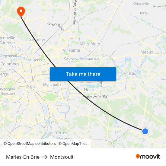 Marles-En-Brie to Montsoult map