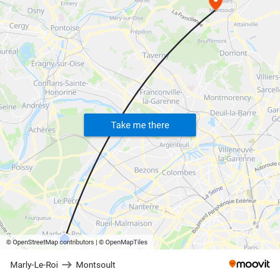 Marly-Le-Roi to Montsoult map