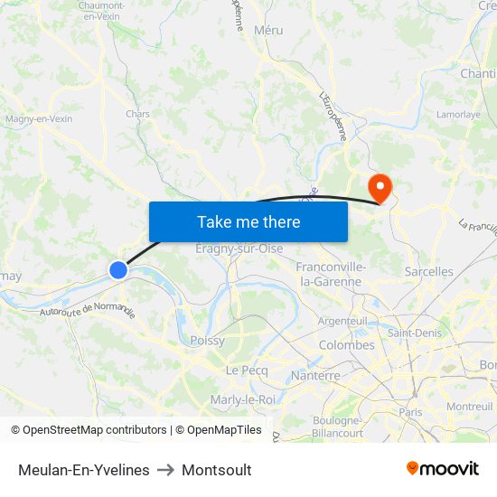 Meulan-En-Yvelines to Montsoult map