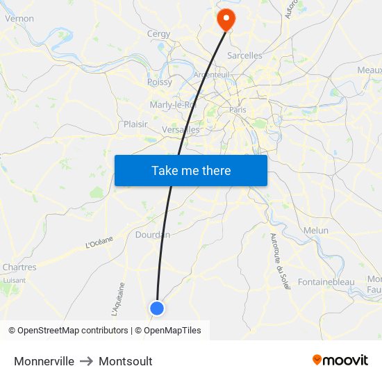 Monnerville to Montsoult map