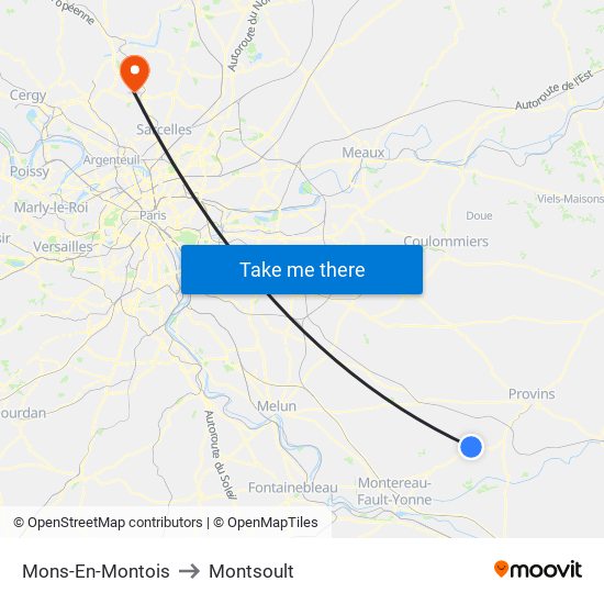 Mons-En-Montois to Montsoult map