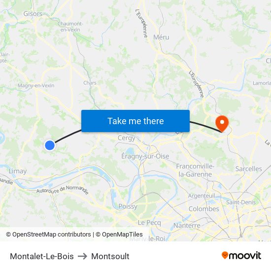 Montalet-Le-Bois to Montsoult map
