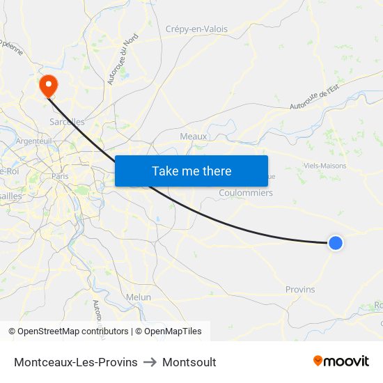 Montceaux-Les-Provins to Montsoult map