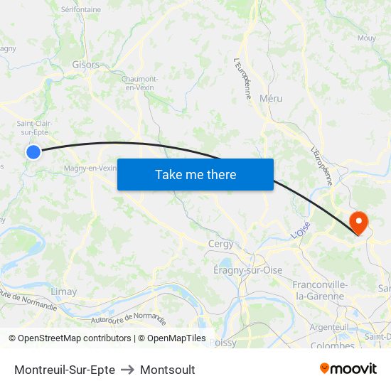 Montreuil-Sur-Epte to Montsoult map