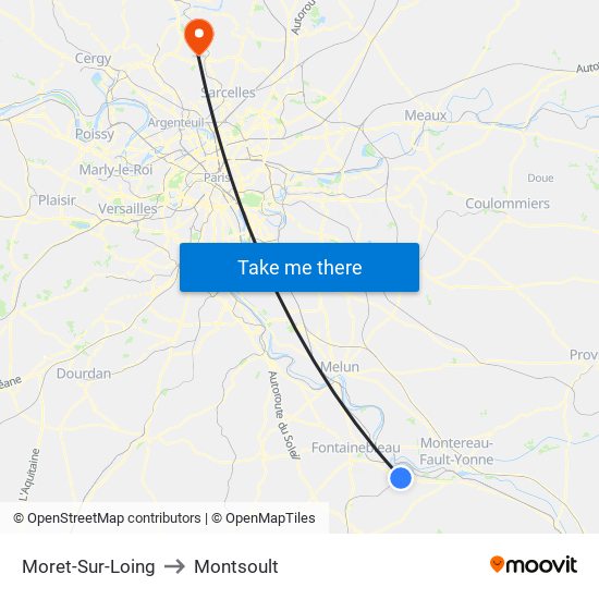 Moret-Sur-Loing to Montsoult map