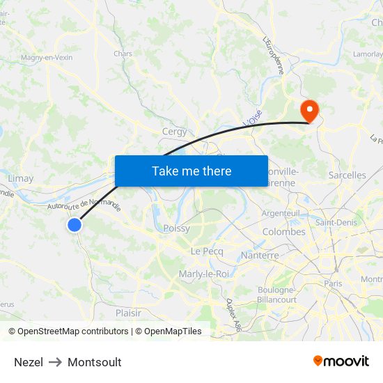 Nezel to Montsoult map
